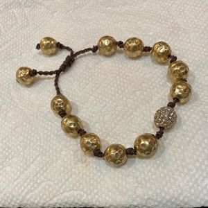 Stunning Gold-Hammer & Rhinestone Beaded Bracelet